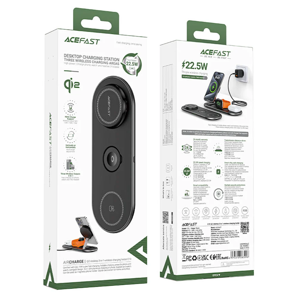 Simzis enerji toplama cihazı Acefast E19 Qi2 Wireless Desktop Black - 3