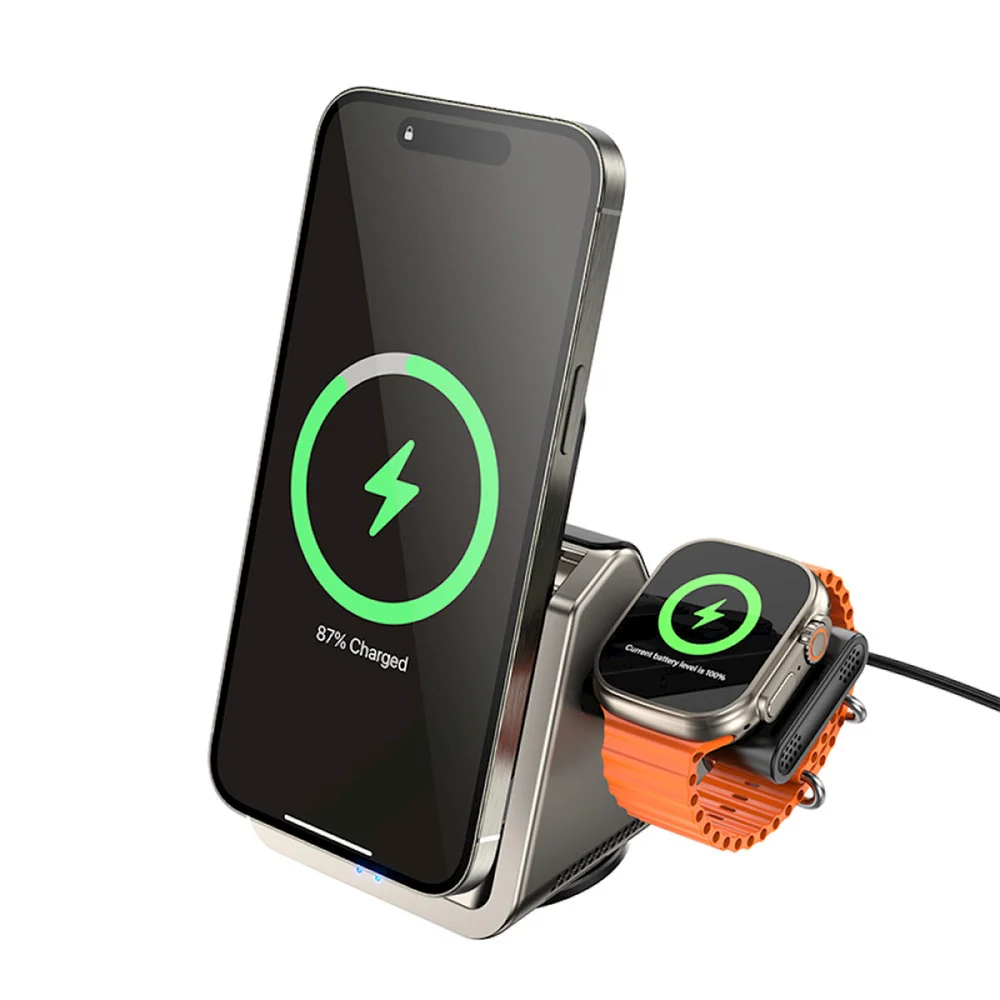 Borofone BQ30 Wide 3-in-1 Magnetic Wireless Charger - 2
