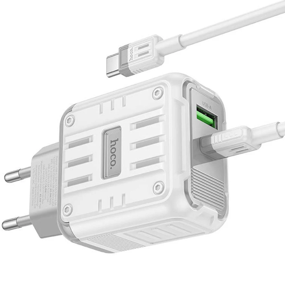 Network Power Adapter Hoco C136A Rock PD45W+QC3.0 45W 3.0 USB White