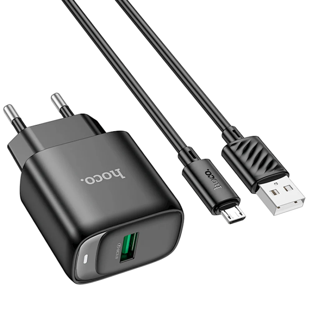 Hoco C140A QC3.0 18W + MicroUSB Cable Black