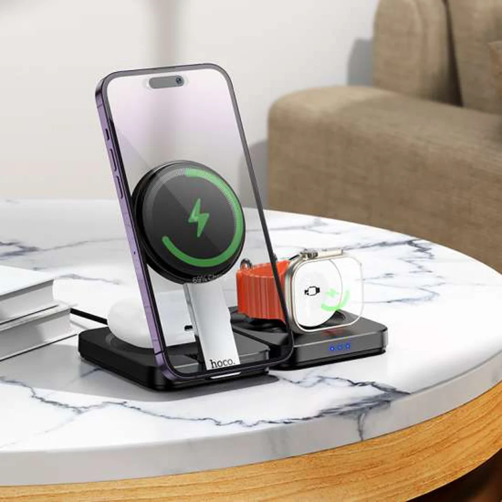 Wireless Charger Hoco CQ11 3-in-1 Wireless Magnetic 15W Black - 3
