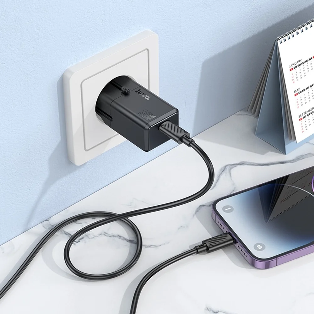 Сетевое зарядное устройство Hoco AC25 Mini Single Port PD30W Черное - 2