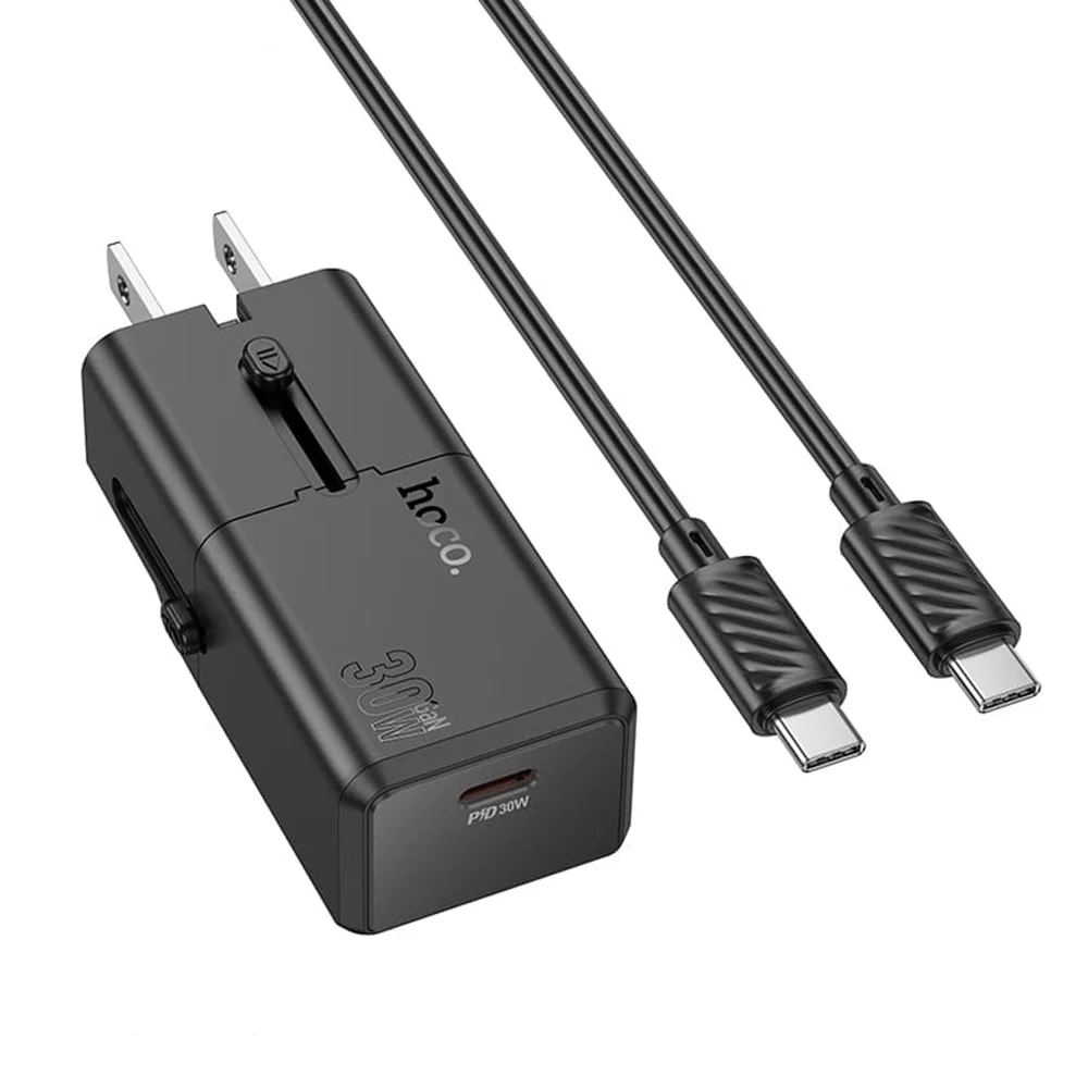 Сетевое зарядное устройство Hoco AC25 Mini с USB-C на USB-C PD30W Черное - 2