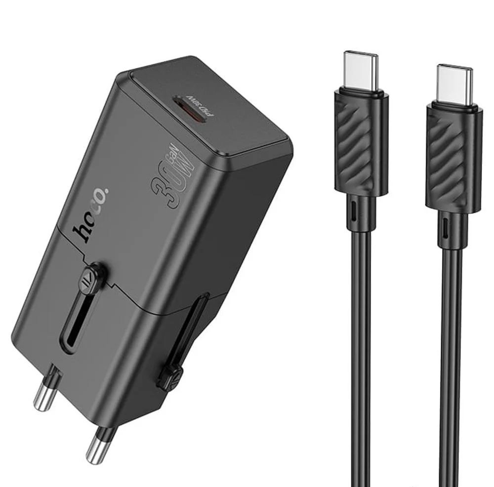 Сетевое зарядное устройство Hoco AC25 Mini с USB-C на USB-C PD30W Черное - 3