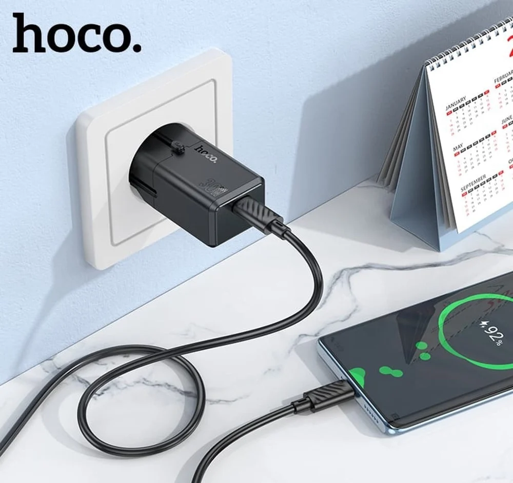 Сетевое зарядное устройство Hoco AC25 Mini с USB-C на USB-C PD30W Черное - 5