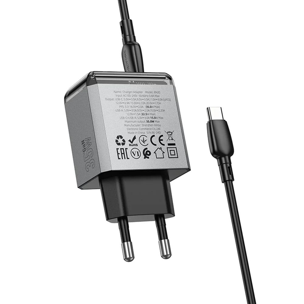 Borofone BN20 PD35W USB Type-C - Type-C Network Charging Device - 4