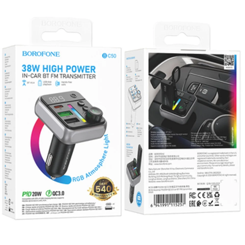 FM Modulator for Car Borofone Ascenso BC50 38W - 3