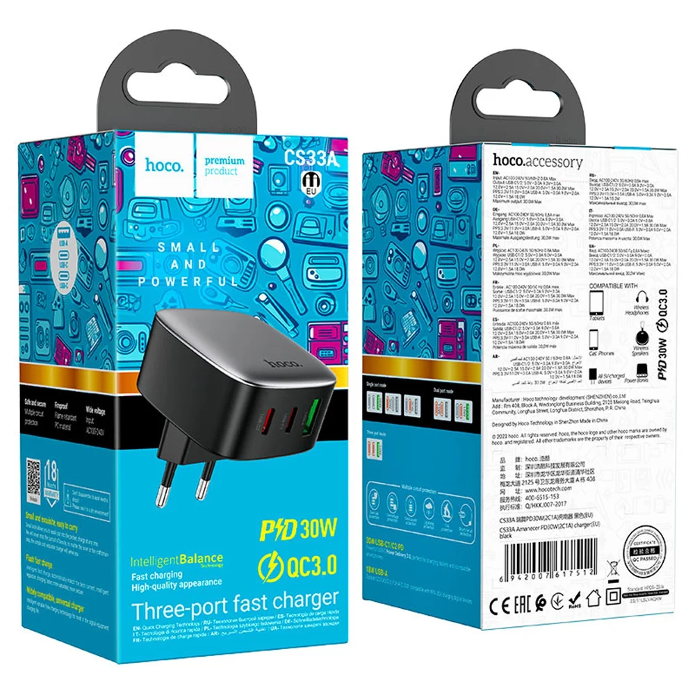 Network Power Adapter Hoco CS33A Amanecer PD30W + QC3.0