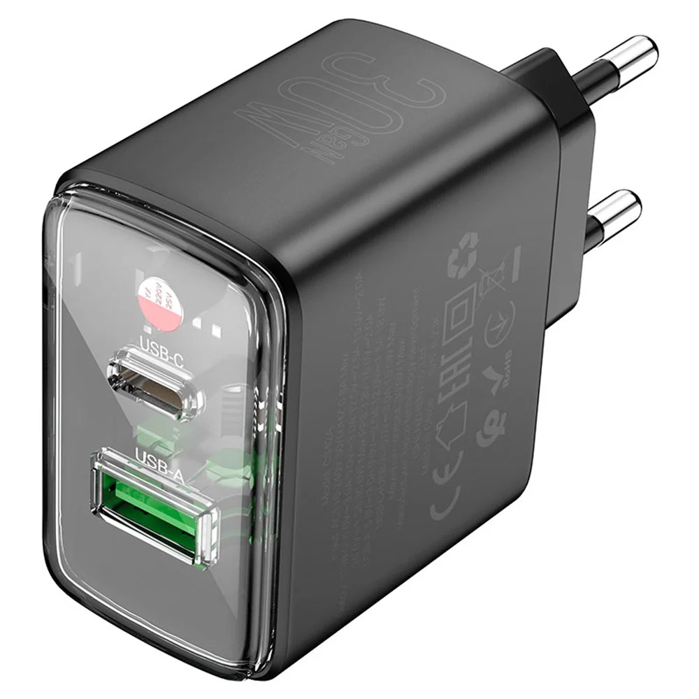 Hoco CS42A Smart PD30W + QC3.0 Type-C + USB-A, Siyah - 3
