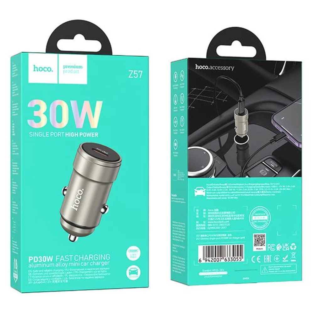 Avtomobil yükləmə cihazı Hoco Z57 30W PD USB-C