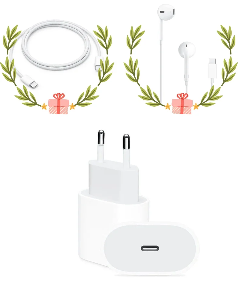 Adapter USB Type-C Power Adapter 20W + Kabel USB Type-C to Type-C + Simli qulaqlıq EarPods with USB-C