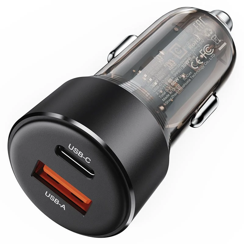 Car Charger Acefast 1xUSB-C 1xUSB-A 60W
