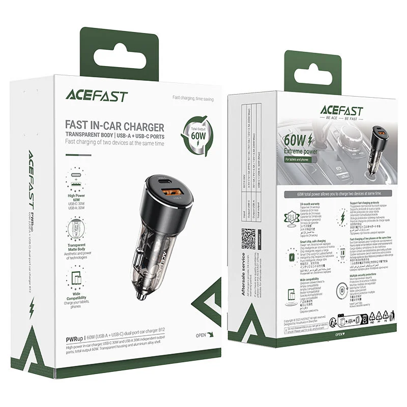 Araç enerji toplama cihazı Acefast 1xUSB-C 1xUSB-A 60W - 4