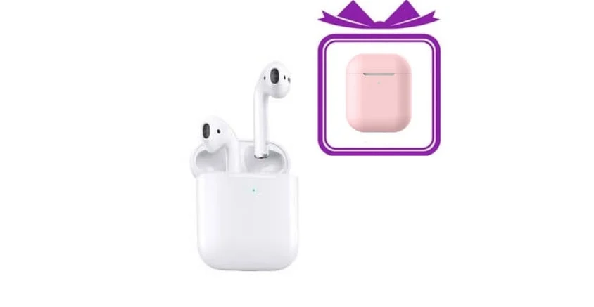 Беспроводные наушники AirPods 2 A Class Розовый чехол в подарок
