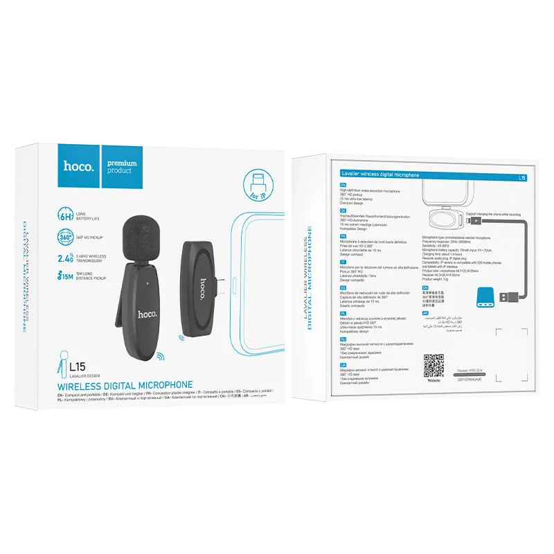 Wireless Microphone Hoco L15 Crystal iP Lightning - 2