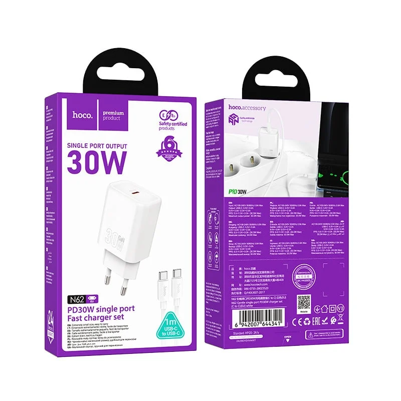 Power Adapter HOCO N62 White HOCO N62