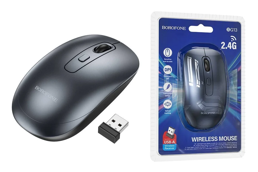 Simsiz siçan Borofone BG13 Winner 2.4G Black/Metal gray