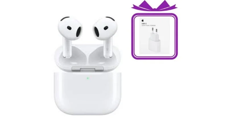 Wireless Earbud Apple AirPods 4 + 20W Power Adapter