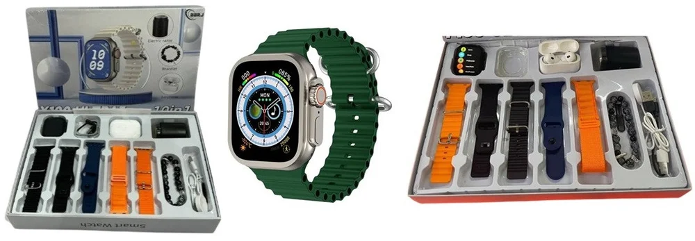 Y100 Ultra Smart Watch Set 10in1 Bluetooth Call, Sports and Health Functions, RBH Box