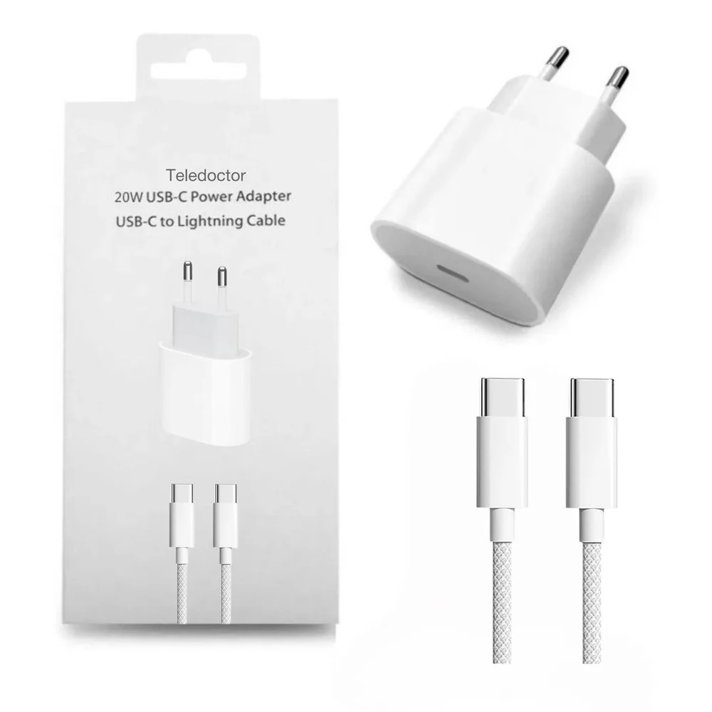 Adaptör 20W USB-C Power USB-C to Type-C Kablo Teledoctor-M226Fl1 beyaz