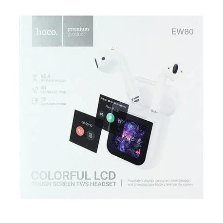 Wireless Headphones NM Style with Color LCD Display EW80, White