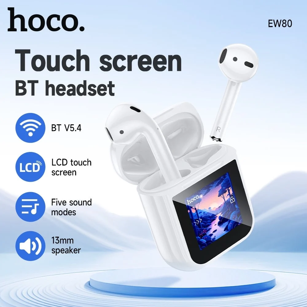 Wireless Headphones NM Style with Color LCD Display EW80, White - 2