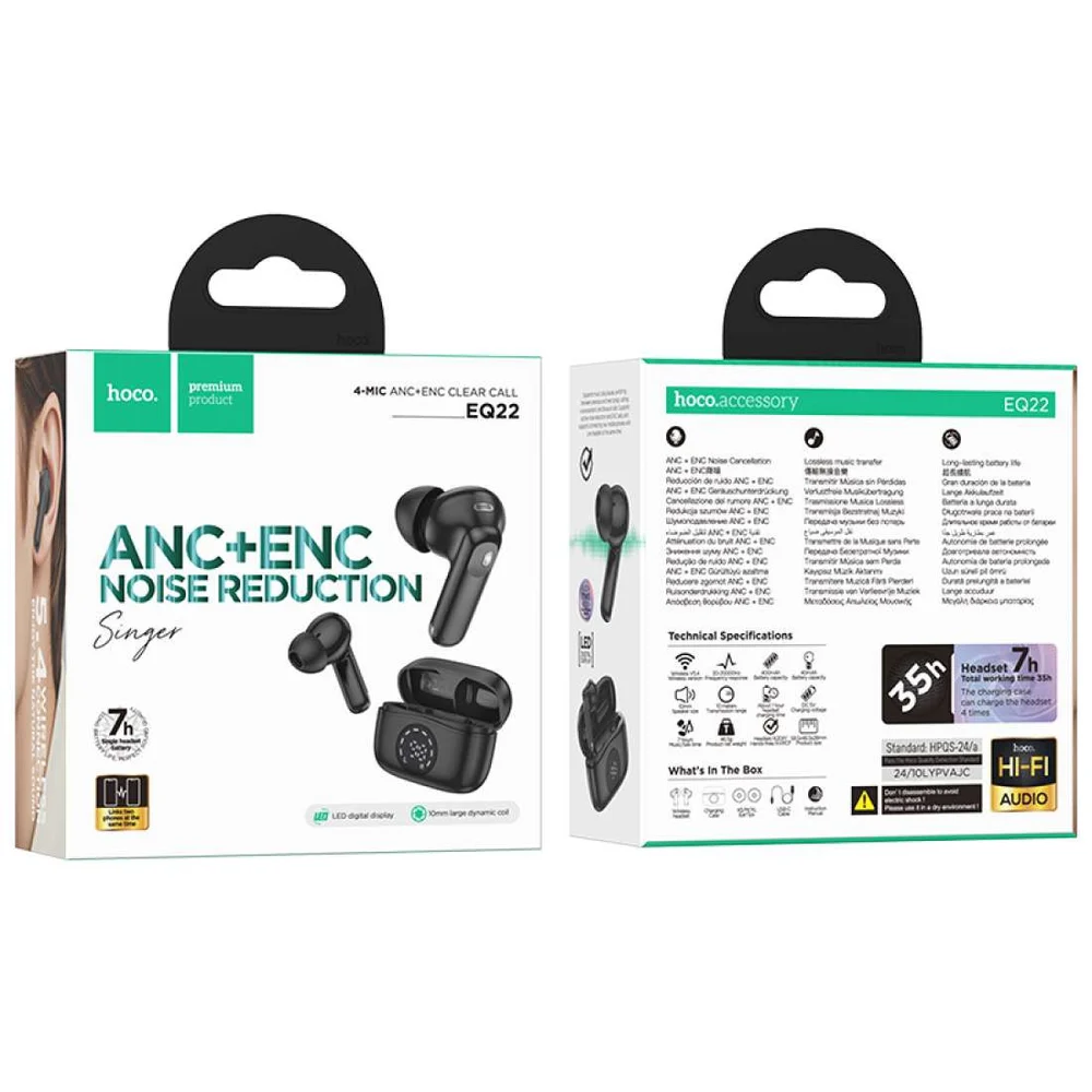 Hoco EQ22 Black Wireless Earbuds