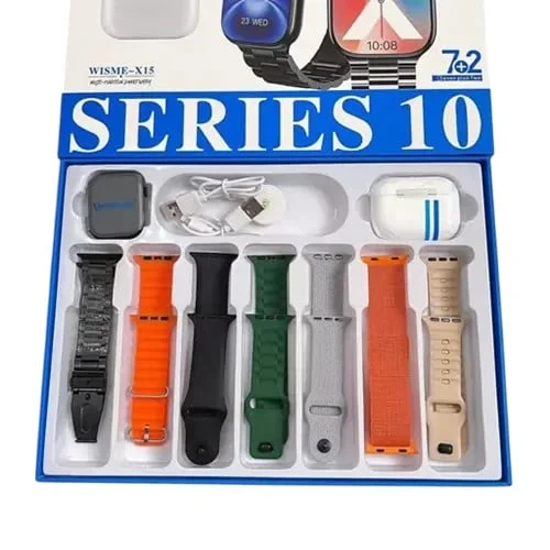 Smart Watch Wisme X15 Black 7 Bands + Free Earbuds
