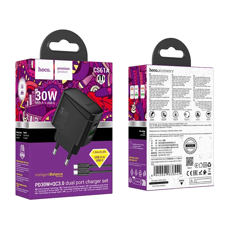 Hoco CS61A 30W Type-C - Type-C Charger