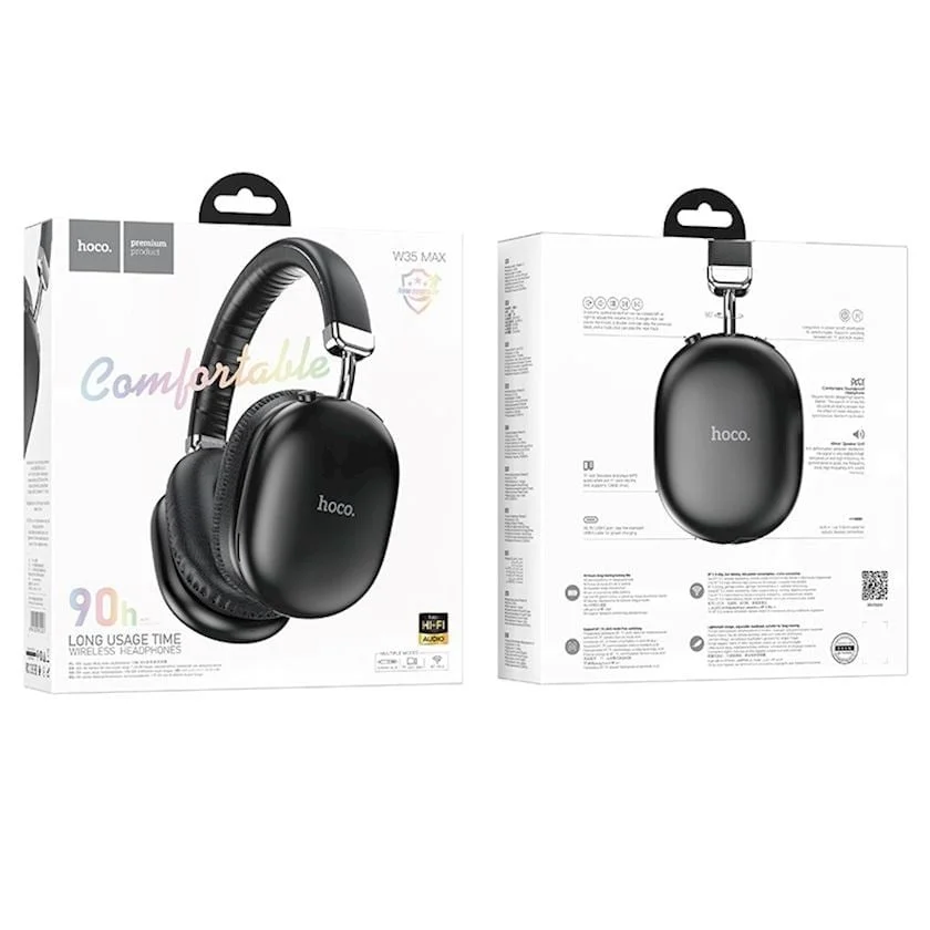Simsiz qulaqlıq Hoco W35 Max Black - hədiyyə Enerji toplama üçün kabel - 2
