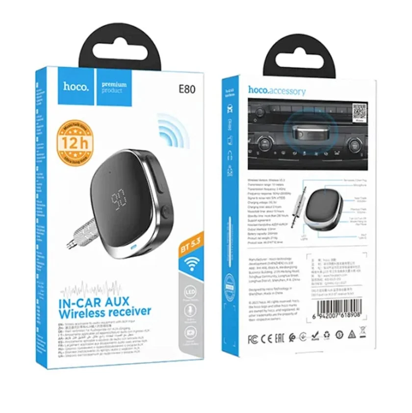 Bluetooth-AUX adaptörü Hoco E80 + Kulaklık S4 hediye - 2