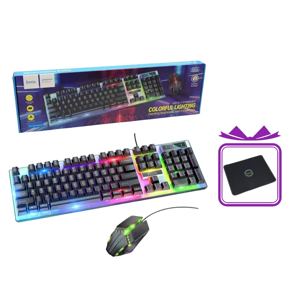 Set (Keyboard + Mouse) Hoco GM18 + Mouse Pad Gift