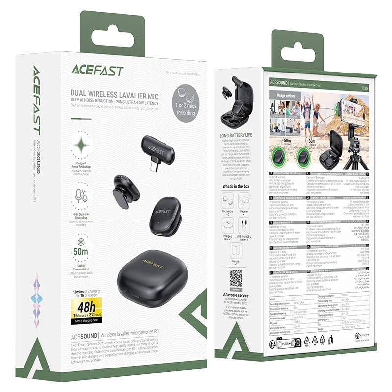 Wireless Microphone Acefast R1 Black - 3