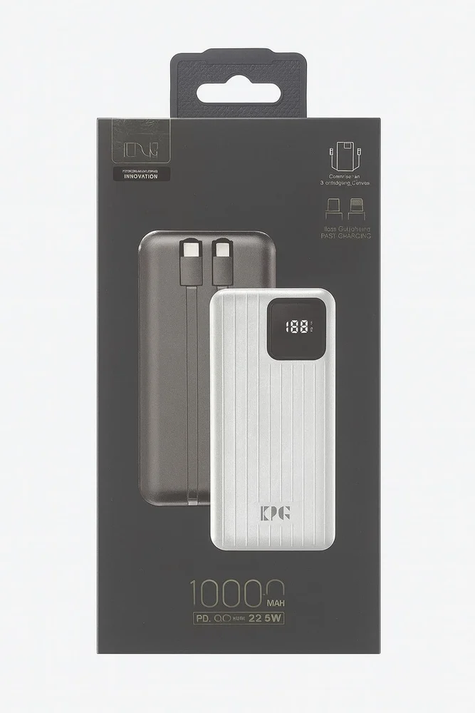 KPG Powerbank 10000mAh, 22.5W, LED Ekran, Hızlı Şarj