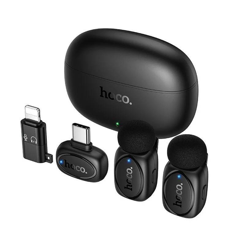 Hoco AYS L19 Lightning/Type-C Wired Wireless Microphone: Black - 4
