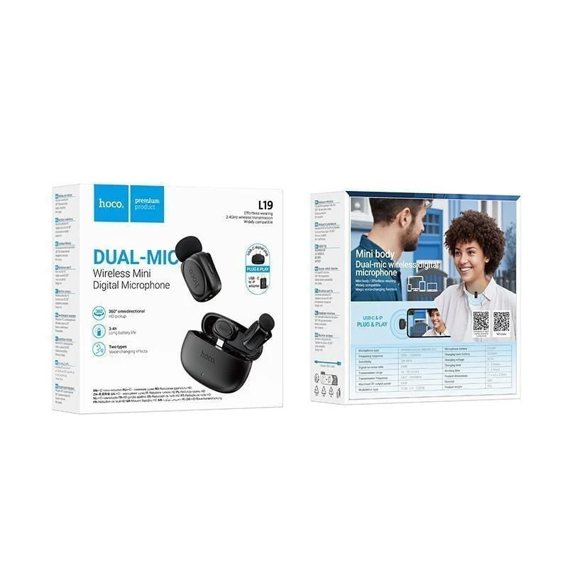 Wireless Microphone Hoco L19 Lightning/Type-C Gift USB Cable Borofone 3A - 3