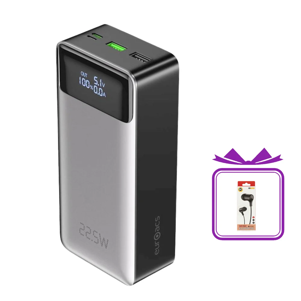 External Battery Euroacs EU-PB13 30000mAh Silver + Free Headphones