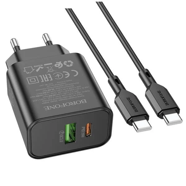 Şəbəkı enerji toplama cihazı Borofone BA88A USB-C USB-A Black