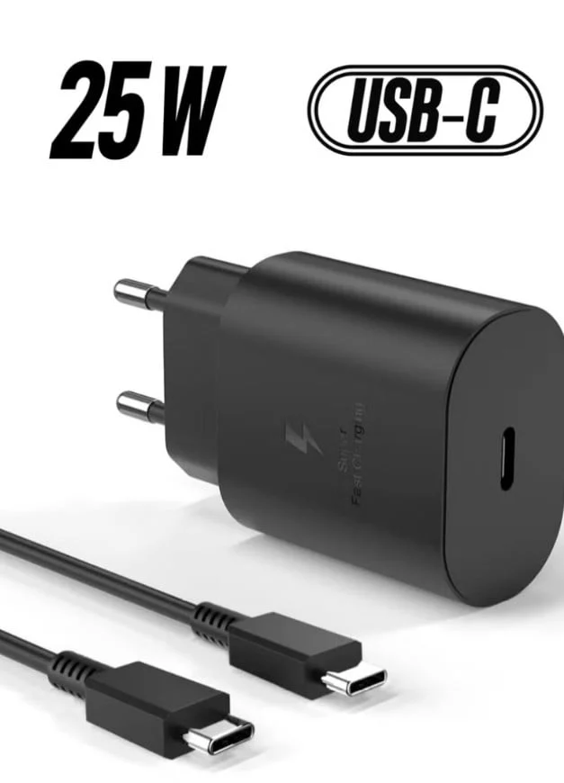 Network Power Adapter No Brand 25W PD with USB Cable Black