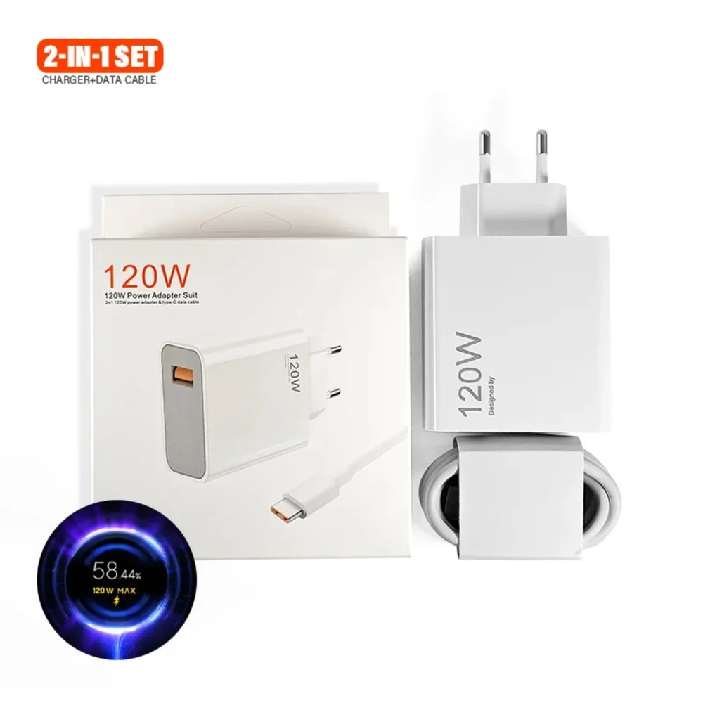 Power Adapter 120 W Typc USB Phone Charger