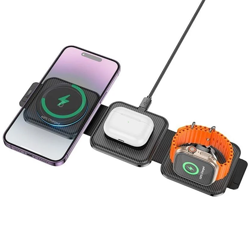 Wireless Charger Hoco CQ4 3in1 Black - 4