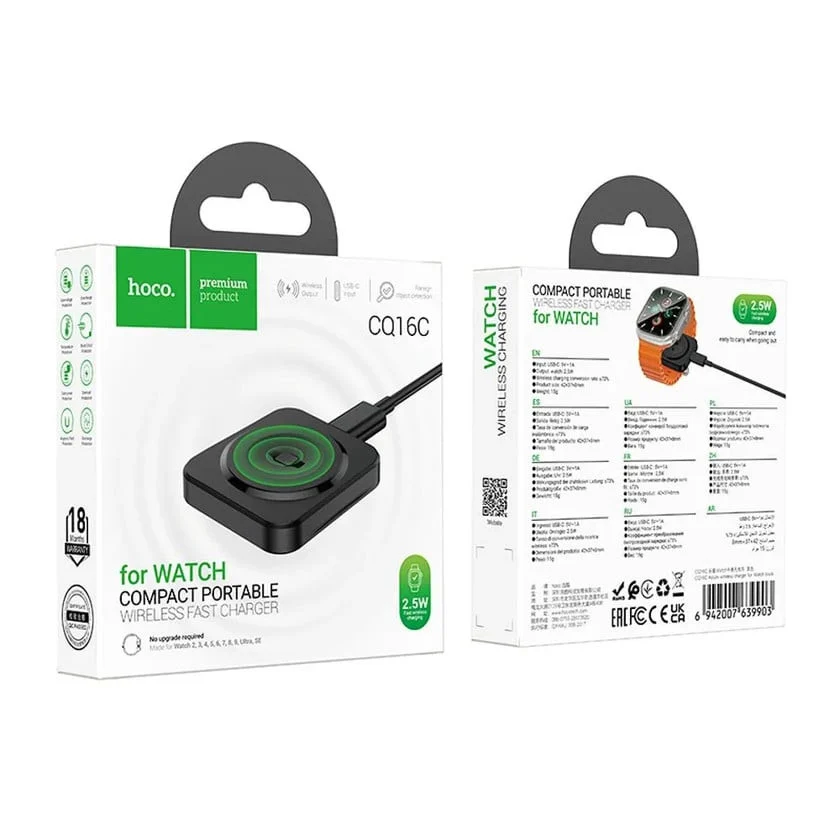 Hoco CQ16C Power Adapter for Apple Watch, Black