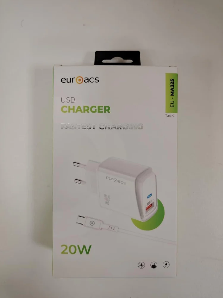 Network Power Adapter EUROACS EU-MA325 C, 1 Output, USB-A, 20W, Fast Charging - EU-MA325 C