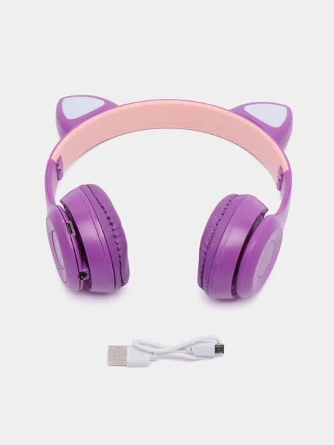 Wireless Headphones Cat Ear P47M Purple - 2