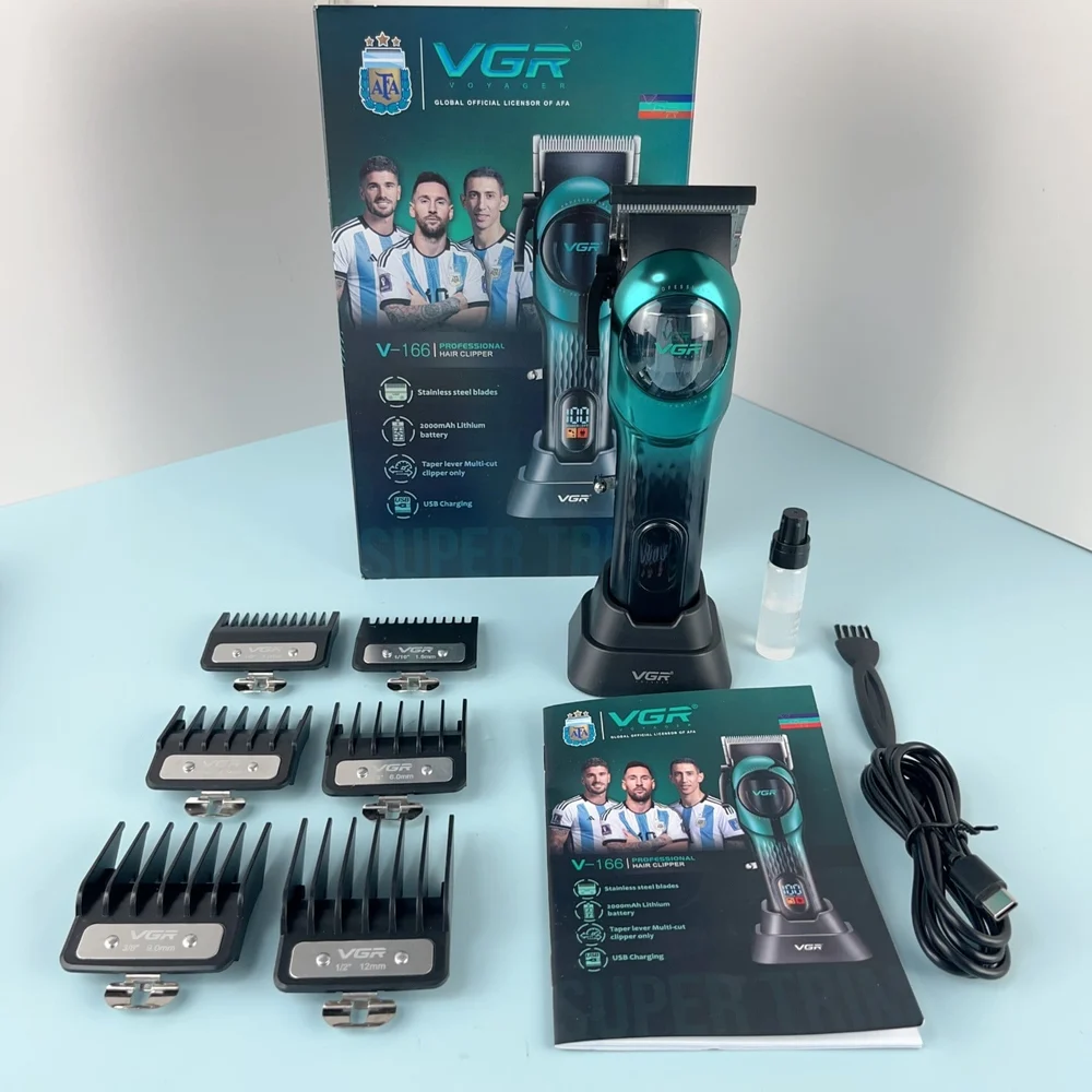 VGR V-166 Professional Hair Clipper, Stainless Steel Blades, Powerful and Reliable - VGR V-166 GS