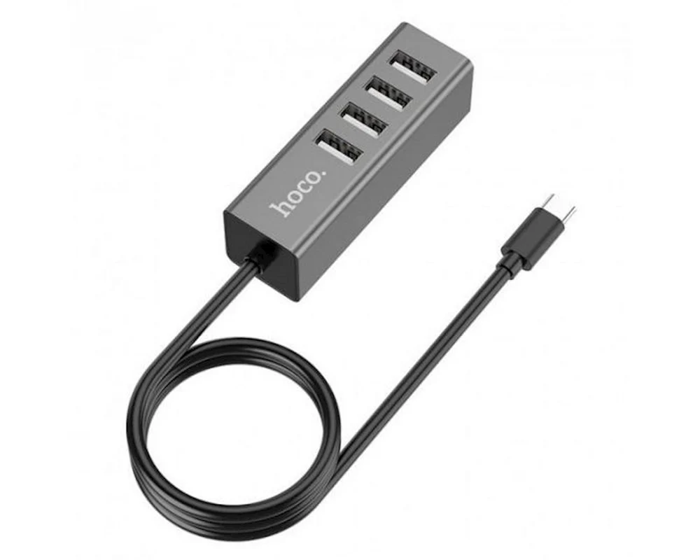 USB HUB Hoco HB1 Type-C to 4USB ports, Gri - 2