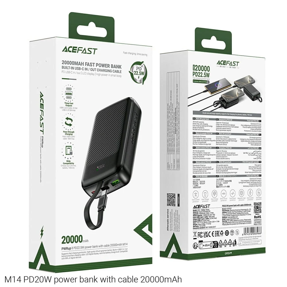Acefast M14 20000mAh PD22.5W External Battery Black - 2