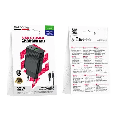 Network Power Adapter Borofone BAS74A USB-C USB-A 20W
