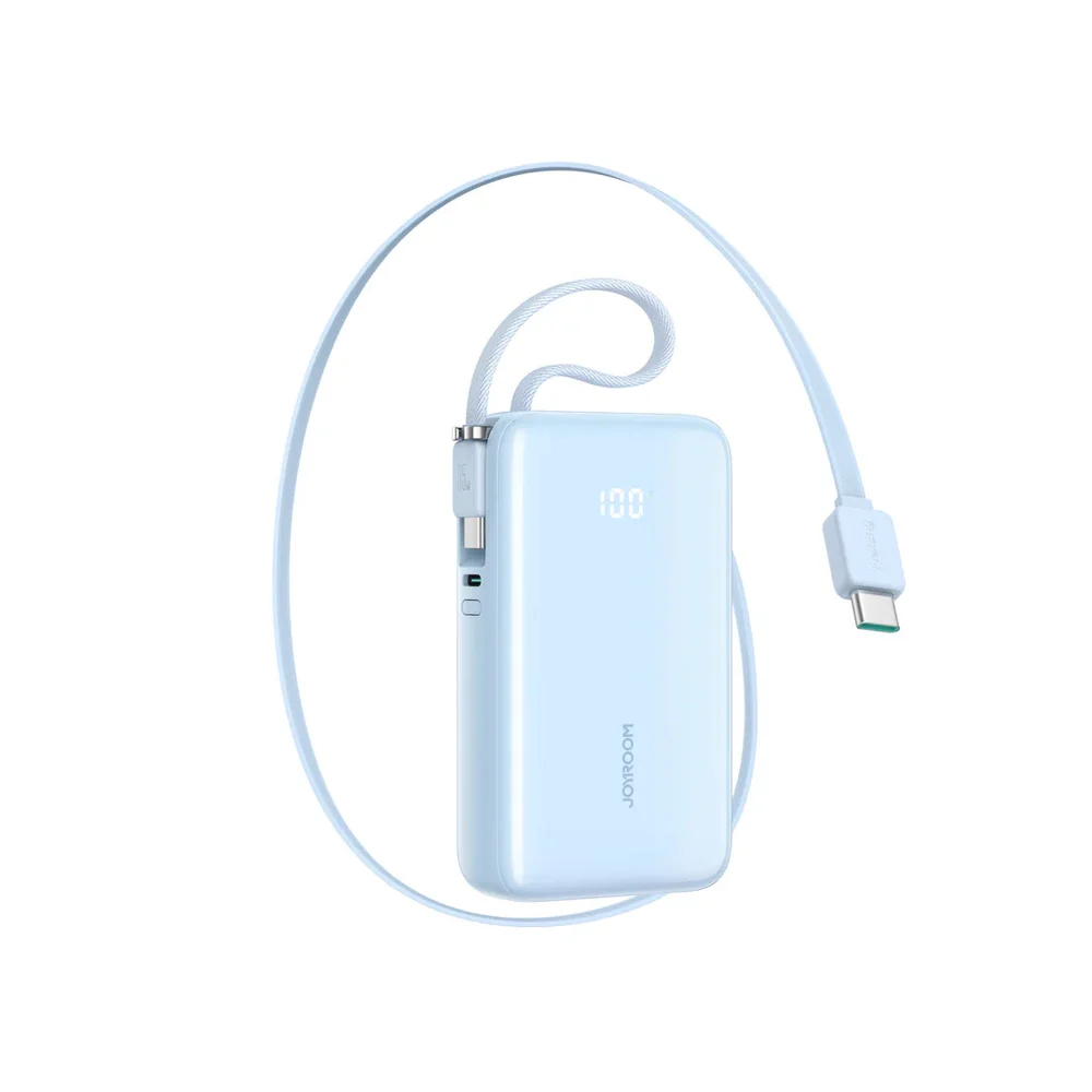 JOYROOM JR-PR2/JR-PR2L 35W Mini Güç Bankası, Dahili Çekilebilir Tip-C Kablosu Tip-C/Lightning Kablosu 10000mAh