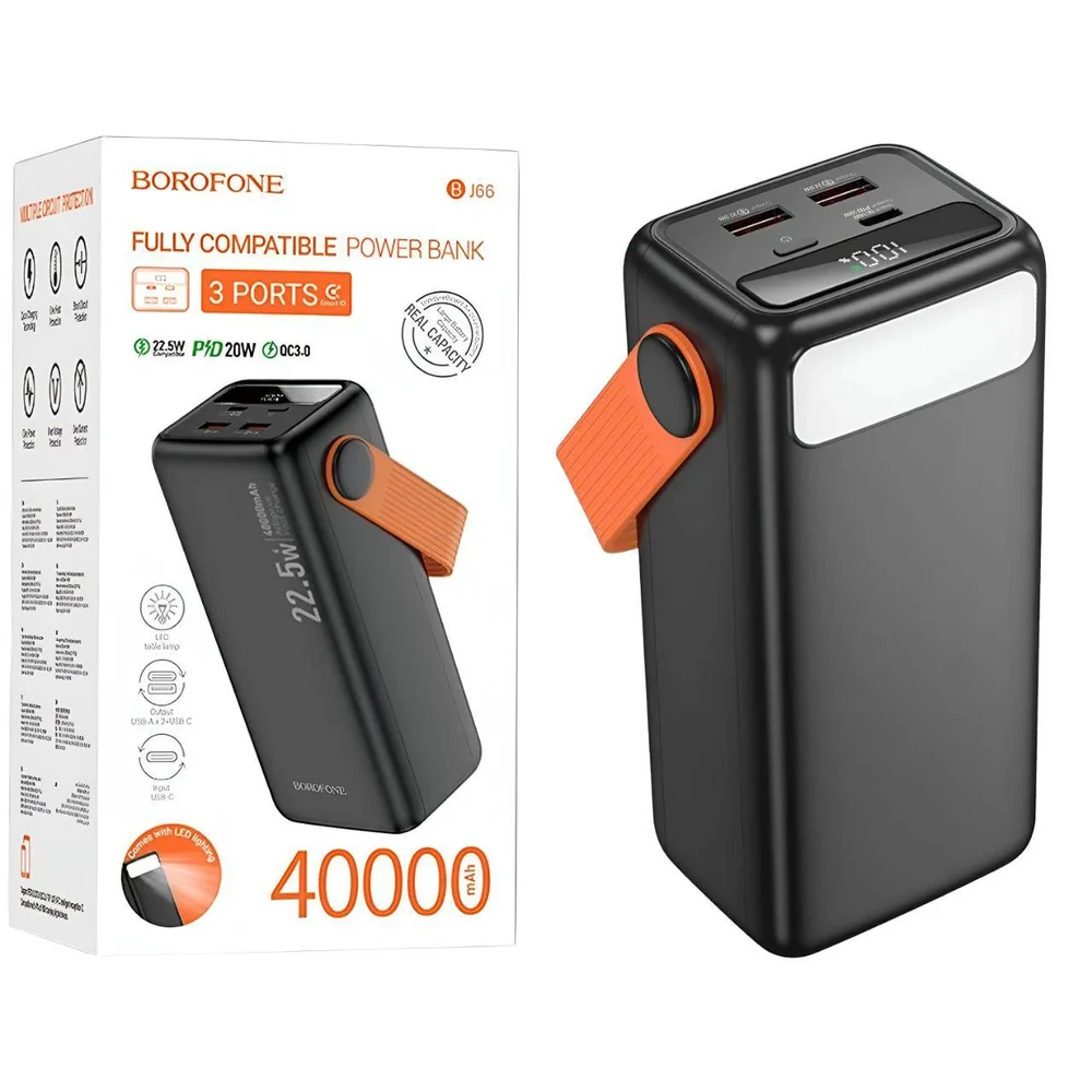 Xarici akkumulyator Borofone BJ66B 40000 mAh, qara
